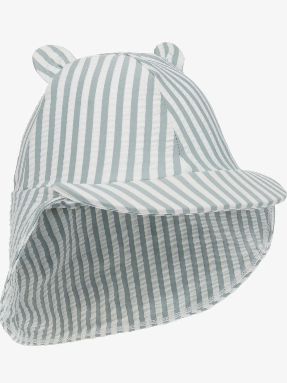 Striped Ear Detail Sun Hat for Kids - Gray & White